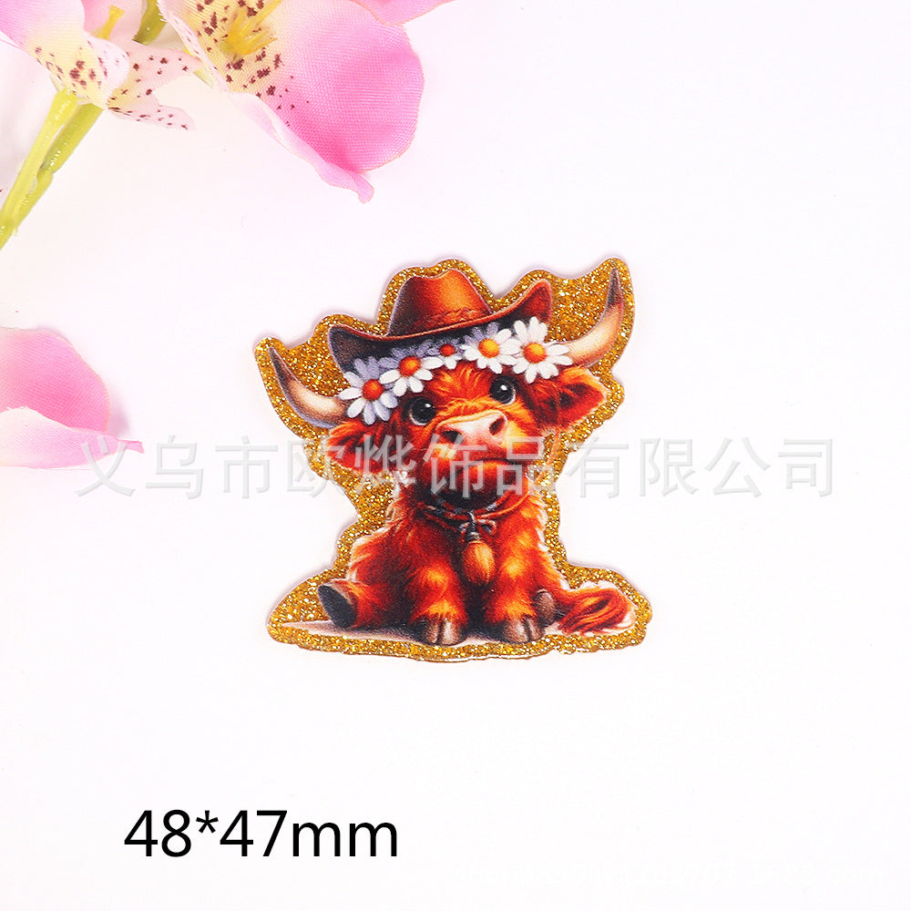 Wholesale  10pcs  New loose powder cartoon cute calf pony bag accessories acrylic cute DIY patch accessories